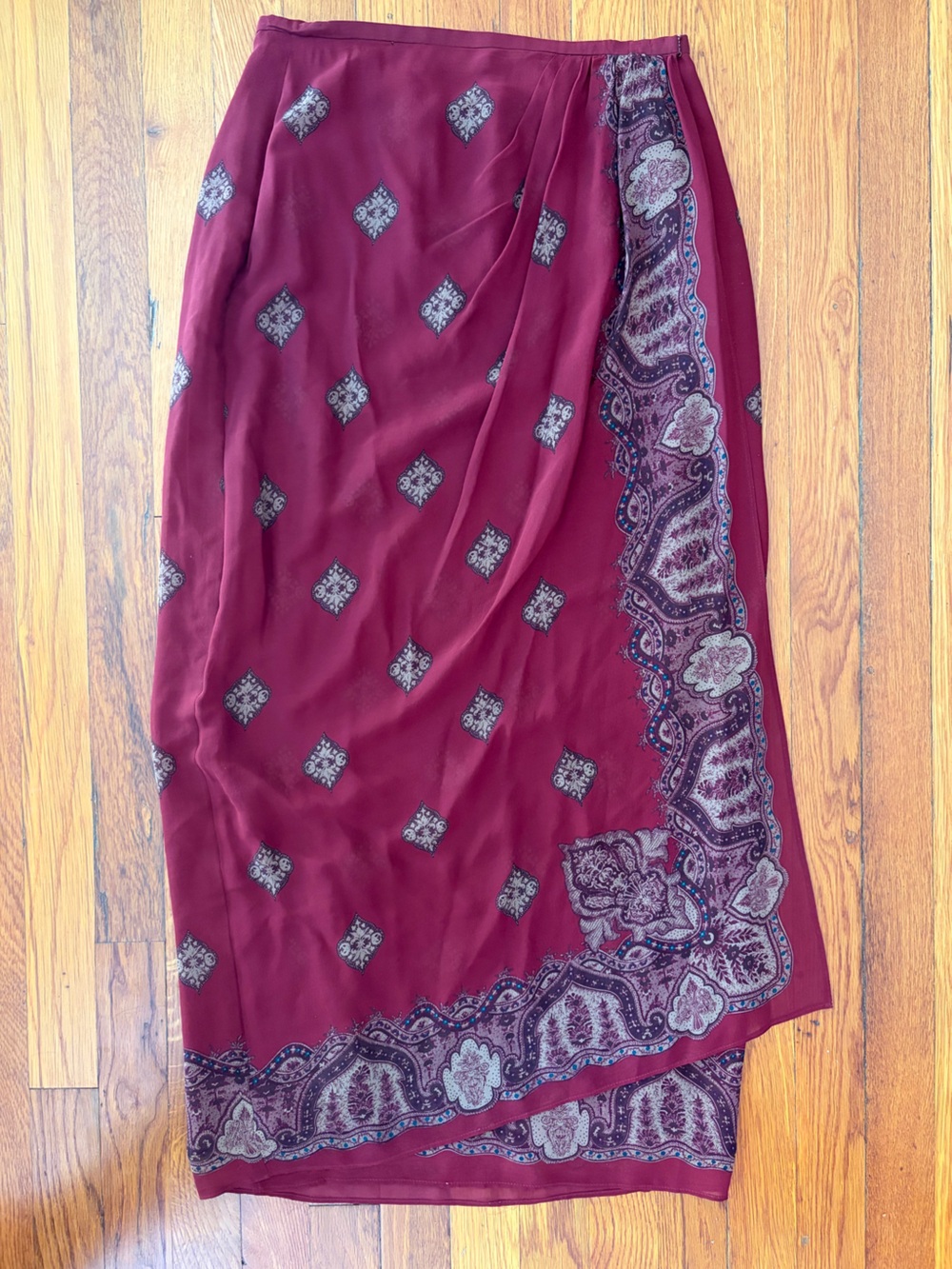 Valerie Stevens Burgundy Paisley Midi Skirt